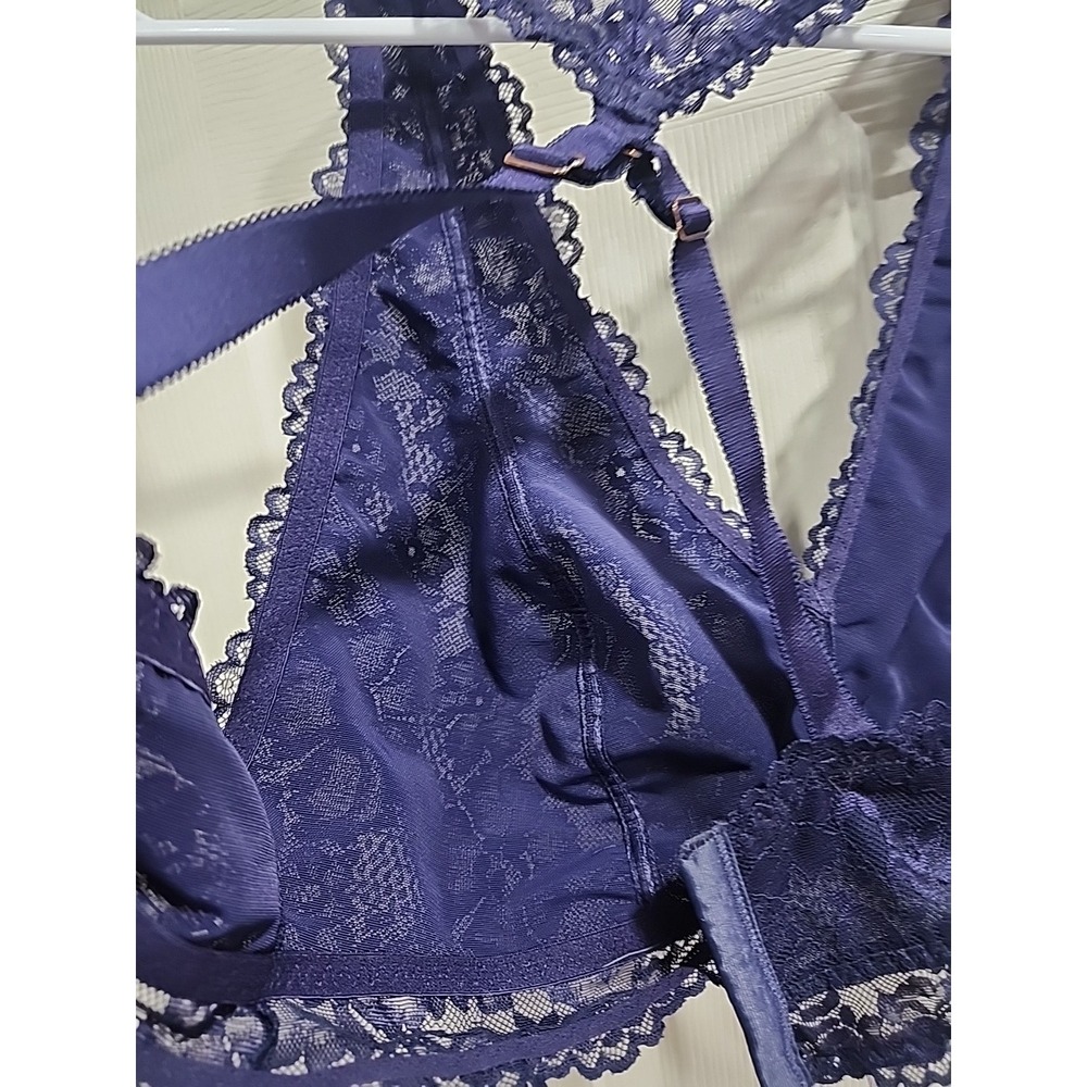 Savage X Fenty 1X Bralette Blue Lace Wireless Pullover RacerBack Rihanna - Picture 12 of 13